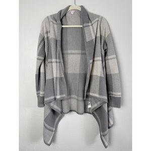 Merona green plaid cascade open cardigan sweater M